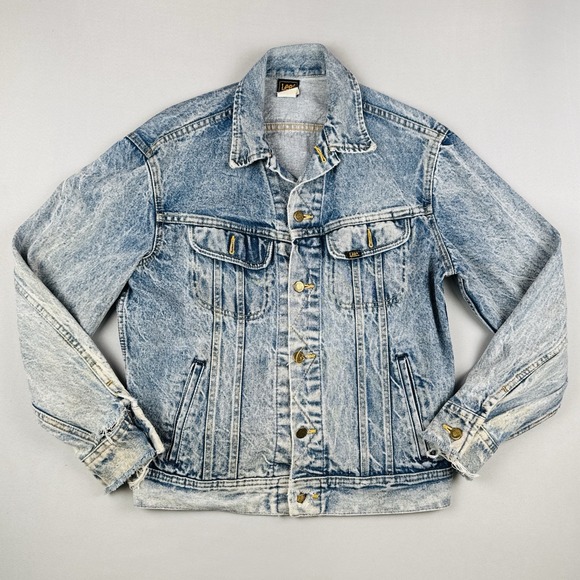 Lee Jackets & Blazers - Vintage 80s Lee Riders 153438 USA Denim Trucker Jacket Medium Faded Distressed